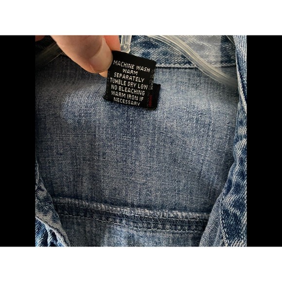 American Eagle Outfitters Chambray Denim Shirt Womens S Button Rare Vintage 90's - Picture 5 of 11